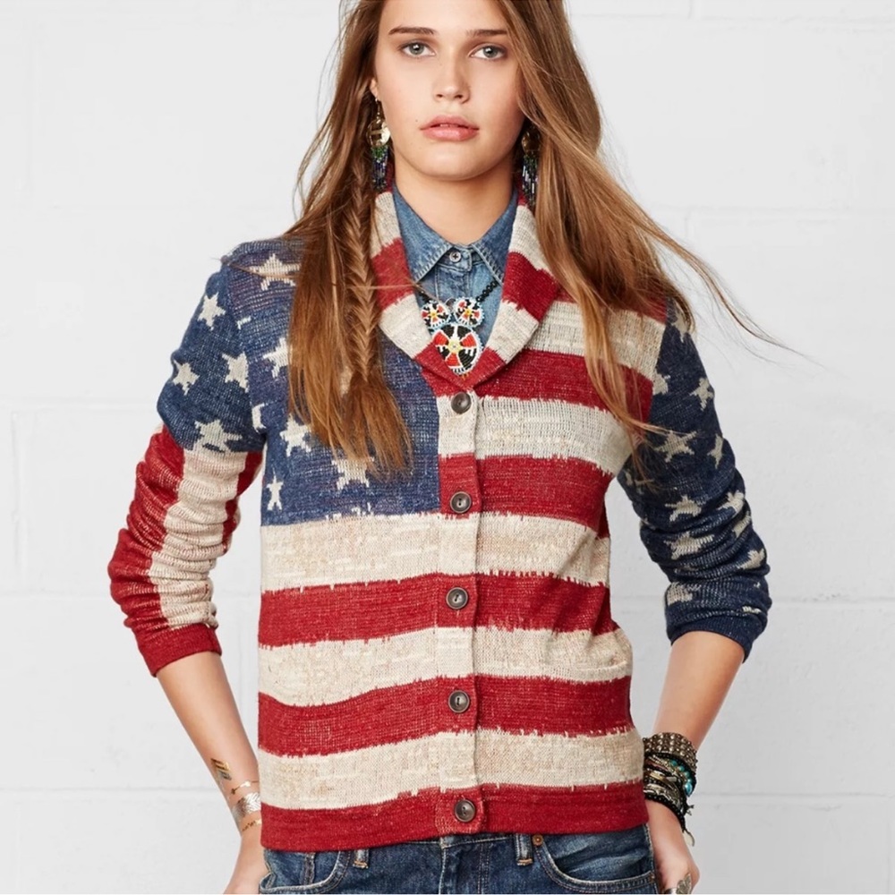Ralph Lauren Denim & Supply American Flag Sweater Cardigan size xs - Picture 2 of 13